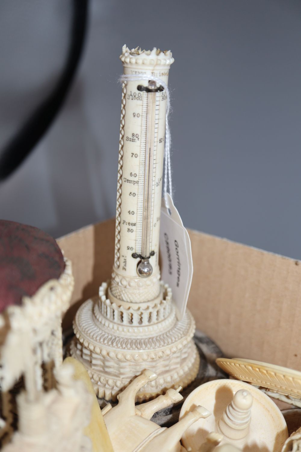 A group of 19th century ivory carvings
